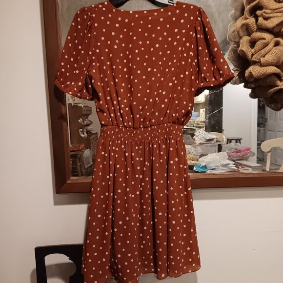 Smocked-Waist Mini Dress in Inkspot Dots Size Medium *flawed* - Picture 8 of 8